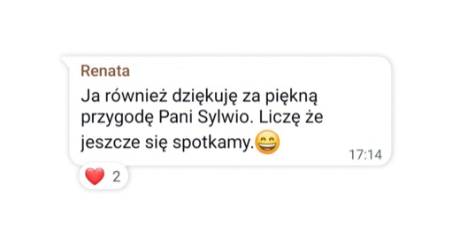 Wiadomość od zadowolonej uczestniczki wyjazdu